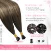 Moresoo Itip Hair Extension Human Hair Balayage Dark Brown to Light Brown with Blonde Hair Extensions Human Hair I Tip Silky Soft 0.8G/S 50S 22 Inch view 3
