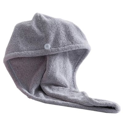 DOITOOL Simple Quick Drying Hair Towel Thick Coral Drying Cap for Fast Hair Absorption Lightweight and Portable for Travel and Home Use Grey