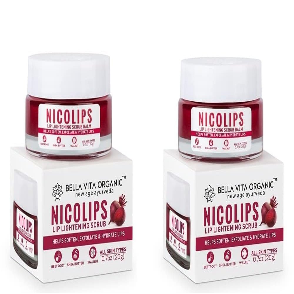 MAGICHOOD Bella Vita Organic NicoLips Lip Balm Scrub For Lightening & Brightening Dark Lips For Men & Women, 20g Each | Set Of 2