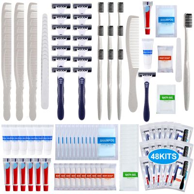 Suclain 48 Sets Hygiene Kits for Homeless in Bulk Homeless Basic Toiletry Kits Care Package Supplies Individually Packed for Men Women Travel Charity Hotel Business