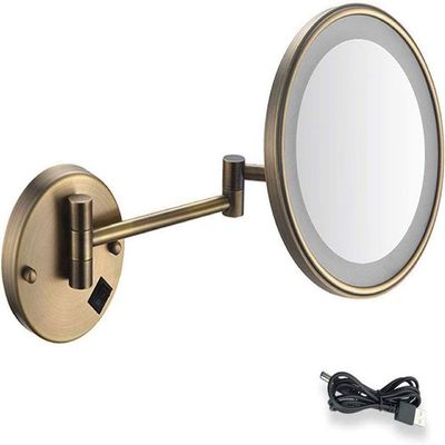 8 Inch Vanity Mirror Magnifying Makeup Mirror Wall Mount LED Lighted Cosmetic Vanity Mirror for Bathroom Shaving Mirror 3X/5X/7X10X Magnification USB Rechargeable ( Color : Archaize , Size : 10X )