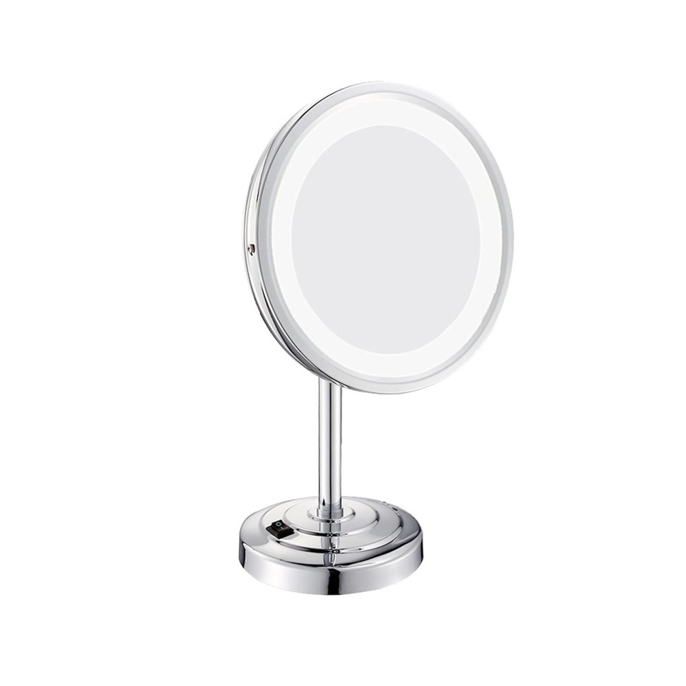 CBLdF Desktop Makeup Mirror LED Single Sided Desktop Beauty Mirror Household Magnifying Mirror (White Light),Chrome,5X
