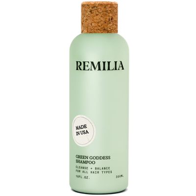 REMILIA Green Goddess Shampoo for Damaged Hair With Rosemary Oil & Green Tea Extract Cleansing, Strengthening, Vegan Made in USA 8.5 fl oz