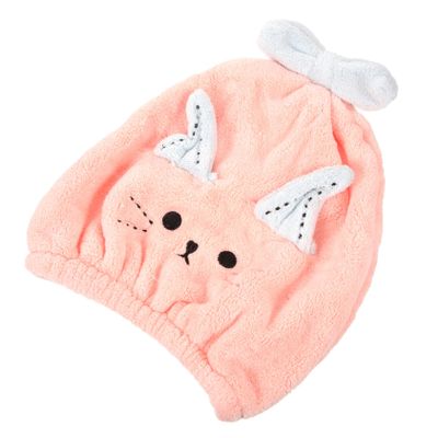DOITOOL Cartoon Hair Wrap Towel for Boy Girl Soft Coral Fleece Drying Bonnet Lightweight and Absorbent Hair Wrap for Toddlers Pink