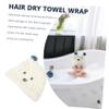 DOITOOL Absorbent Coral Fleece Hair Drying Towel Cap for Boy Girl Cute Cartoon Head Wrap with Ear Design Quick Drying Hair Turban for Lightweight Bathing Accessory view 4