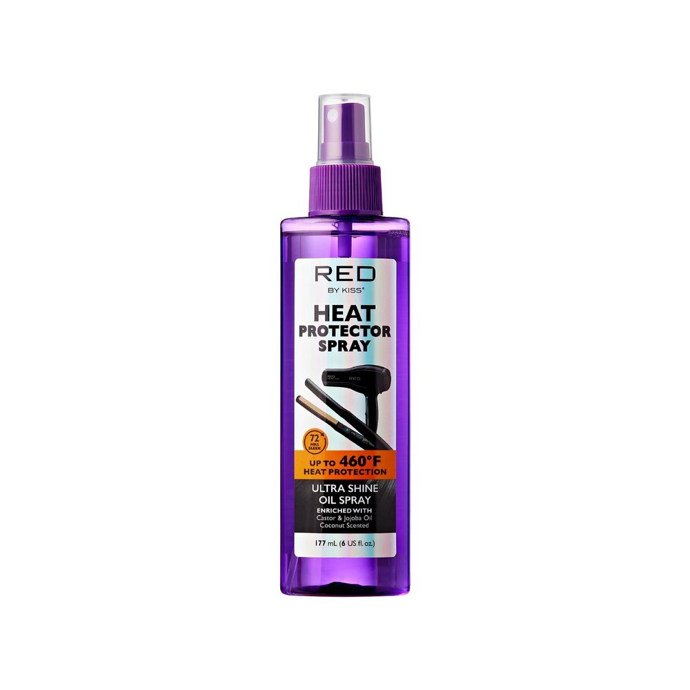 Red by Kiss Heat Protector Ultra Shine Oil Spray - Thermal Protection up to 460F, Anti-Frizz, Hydration, and Strength for Hair (6 Fl Oz) - Style: Thermal Protection Ultra Shine Oil Spray