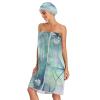 Bulletgxll Flying Dragonflies Women's Shower Wrap Towel Set of 3 Adjustable Spa Body Wrap Super Absorbent Bathrobe with Hair Towel & Headband view 3