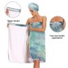 Bulletgxll Flying Dragonflies Women's Shower Wrap Towel Set of 3 Adjustable Spa Body Wrap Super Absorbent Bathrobe with Hair Towel & Headband view 4