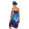 Bulletgxll Purple Butterflies Women's Shower Wrap Towel Set of 3 Adjustable Spa Body Wrap Super Absorbent Bathrobe with Hair Towel & Headband view 2