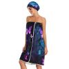 Bulletgxll Purple Butterflies Women's Shower Wrap Towel Set of 3 Adjustable Spa Body Wrap Super Absorbent Bathrobe with Hair Towel & Headband view 3