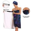 Bulletgxll Purple Butterflies Women's Shower Wrap Towel Set of 3 Adjustable Spa Body Wrap Super Absorbent Bathrobe with Hair Towel & Headband view 4