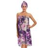 Bulletgxll Purple Roses Women's Shower Wrap Towel Set of 3 Adjustable Spa Body Wrap Super Absorbent Bathrobe with Hair Towel & Headband view 1