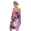 Bulletgxll Purple Roses Women's Shower Wrap Towel Set of 3 Adjustable Spa Body Wrap Super Absorbent Bathrobe with Hair Towel & Headband view 2