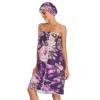 Bulletgxll Purple Roses Women's Shower Wrap Towel Set of 3 Adjustable Spa Body Wrap Super Absorbent Bathrobe with Hair Towel & Headband view 3
