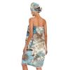Bulletgxll Flowers Pattern Women's Shower Wrap Towel Set of 3 Adjustable Spa Body Wrap Super Absorbent Bathrobe with Hair Towel & Headband view 2