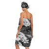 Bulletgxll Black and White Flower Women's Shower Wrap Towel Set of 3 Adjustable Spa Body Wrap Super Absorbent Bathrobe with Hair Towel & Headband view 2