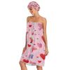 Bulletgxll Valentines Day Gnomes Women's Shower Wrap Towel Set of 3 Adjustable Spa Body Wrap Super Absorbent Bathrobe with Hair Towel & Headband view 3