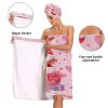 Bulletgxll Valentines Day Gnomes Women's Shower Wrap Towel Set of 3 Adjustable Spa Body Wrap Super Absorbent Bathrobe with Hair Towel & Headband view 4