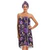 Bulletgxll Antique Floral Women's Shower Wrap Towel Set of 3 Adjustable Spa Body Wrap Super Absorbent Bathrobe with Hair Towel & Headband view 1