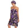 Bulletgxll Antique Floral Women's Shower Wrap Towel Set of 3 Adjustable Spa Body Wrap Super Absorbent Bathrobe with Hair Towel & Headband view 3