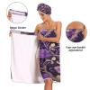 Bulletgxll Antique Floral Women's Shower Wrap Towel Set of 3 Adjustable Spa Body Wrap Super Absorbent Bathrobe with Hair Towel & Headband view 4