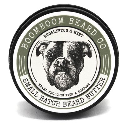 BoomBoom Beard Co Handcrafted Beard Butter - EUCALYPTUS & MINT | Uniquely Formulated Whipped Med-hold Mango Butter - Non Greasy, Hydration for Soft Beard and Skin Promoting Full Healthy Growth