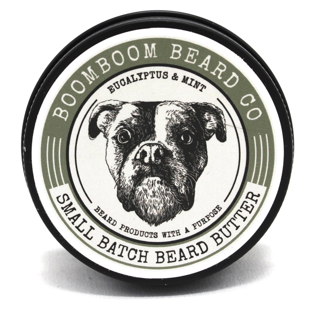 BoomBoom Beard Co Handcrafted Beard Butter - EUCALYPTUS & MINT | Uniquely Formulated Whipped Med-hold Mango Butter - Non Greasy, Hydration for Soft Beard and Skin Promoting Full Healthy Growth