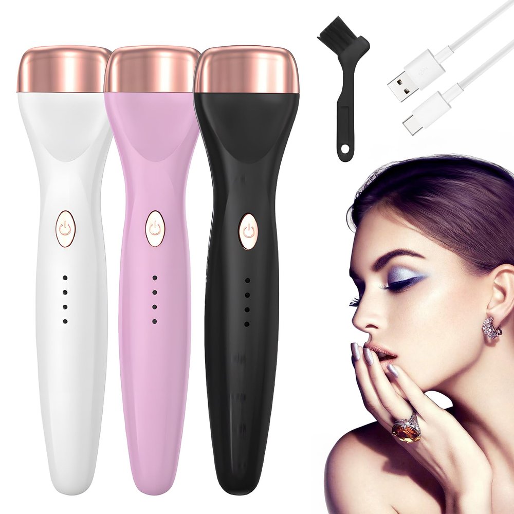 5D Push Heated Eyelash Curler, Electric Heated Eyelash Curler Lash Curler, Long-Lasting Curls, Adjustable Temperatures, USB Rechargeable for Quick Natural Curling Makeup (3PCS)