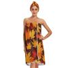 Bulletgxll Autumn Maple Leaves Women's Shower Wrap Towel Set of 3 Adjustable Spa Body Wrap Super Absorbent Bathrobe with Hair Towel & Headband view 1