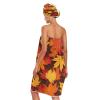 Bulletgxll Autumn Maple Leaves Women's Shower Wrap Towel Set of 3 Adjustable Spa Body Wrap Super Absorbent Bathrobe with Hair Towel & Headband view 2