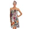 Bulletgxll Beautiful Floral Women's Shower Wrap Towel Set of 3 Adjustable Spa Body Wrap Super Absorbent Bathrobe with Hair Towel & Headband view 1