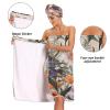 Bulletgxll Beautiful Floral Women's Shower Wrap Towel Set of 3 Adjustable Spa Body Wrap Super Absorbent Bathrobe with Hair Towel & Headband view 4