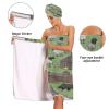 Bulletgxll Animals Farm Women's Shower Wrap Towel Set of 3 Adjustable Spa Body Wrap Super Absorbent Bathrobe with Hair Towel & Headband view 4