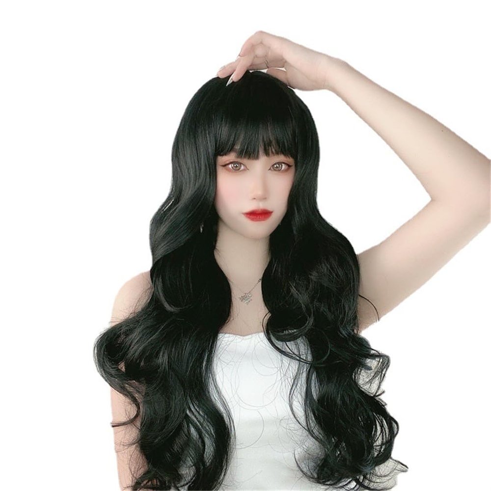 26inch Synthetic Fashion High Temperature Fiber Machine Made for Woman Long Black Wavy Hair Loss for Toppers (Red)