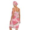 Bulletgxll Pink Watermelon Women's Shower Wrap Towel Set of 3 Adjustable Spa Body Wrap Super Absorbent Bathrobe with Hair Towel & Headband view 2