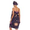 Bulletgxll Stars and Sun Women's Shower Wrap Towel Set of 3 Adjustable Spa Body Wrap Super Absorbent Bathrobe with Hair Towel & Headband view 2