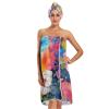 Bulletgxll Watercolor Flower Women's Shower Wrap Towel Set of 3 Adjustable Spa Body Wrap Super Absorbent Bathrobe with Hair Towel & Headband view 1