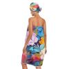 Bulletgxll Watercolor Flower Women's Shower Wrap Towel Set of 3 Adjustable Spa Body Wrap Super Absorbent Bathrobe with Hair Towel & Headband view 2
