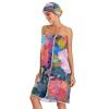 Bulletgxll Watercolor Flower Women's Shower Wrap Towel Set of 3 Adjustable Spa Body Wrap Super Absorbent Bathrobe with Hair Towel & Headband view 3