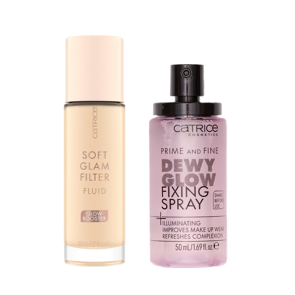 Catrice | Prime & Fine Illuminating Dewy Glow Spray & Soft Glam Filter Fluid 002 Bundle | Full Coverage Makeup | Vegan & Cruelty Free
