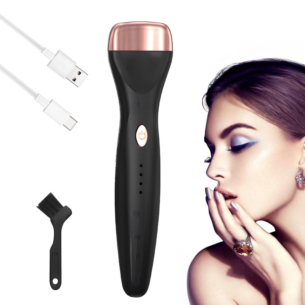 5D Push Heated Eyelash Curler, Electric Heated Eyelash Curler Lash Curler, Long-Lasting Curls, Adjustable Temperatures, USB Rechargeable for Quick Natural Curling Makeup (Black)