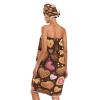 Bulletgxll Hearts and Biscuits Women's Shower Wrap Towel Set of 3 Adjustable Spa Body Wrap Super Absorbent Bathrobe with Hair Towel & Headband view 2