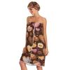 Bulletgxll Hearts and Biscuits Women's Shower Wrap Towel Set of 3 Adjustable Spa Body Wrap Super Absorbent Bathrobe with Hair Towel & Headband view 3