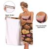 Bulletgxll Hearts and Biscuits Women's Shower Wrap Towel Set of 3 Adjustable Spa Body Wrap Super Absorbent Bathrobe with Hair Towel & Headband view 4