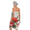 Bulletgxll Floral with Birds Women's Shower Wrap Towel Set of 3 Adjustable Spa Body Wrap Super Absorbent Bathrobe with Hair Towel & Headband view 2