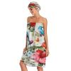 Bulletgxll Floral with Birds Women's Shower Wrap Towel Set of 3 Adjustable Spa Body Wrap Super Absorbent Bathrobe with Hair Towel & Headband view 3