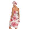 Bulletgxll Pink Roses Women's Shower Wrap Towel Set of 3 Adjustable Spa Body Wrap Super Absorbent Bathrobe with Hair Towel & Headband view 2