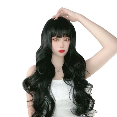 26inch Synthetic Fashion High Temperature Fiber Machine Made for Woman Long Black Wavy Hair Loss for Toppers (Orange)