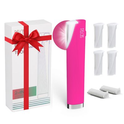 PELCAS Electric Dermaplaning Tool Kit with LED Light, Mini Face Dermaplaning Razor with 6 Replace Blades, Painless 3 Speeds Facial Peach Fuzz, Exfoliation & Hair Removal System for Women BV18-712