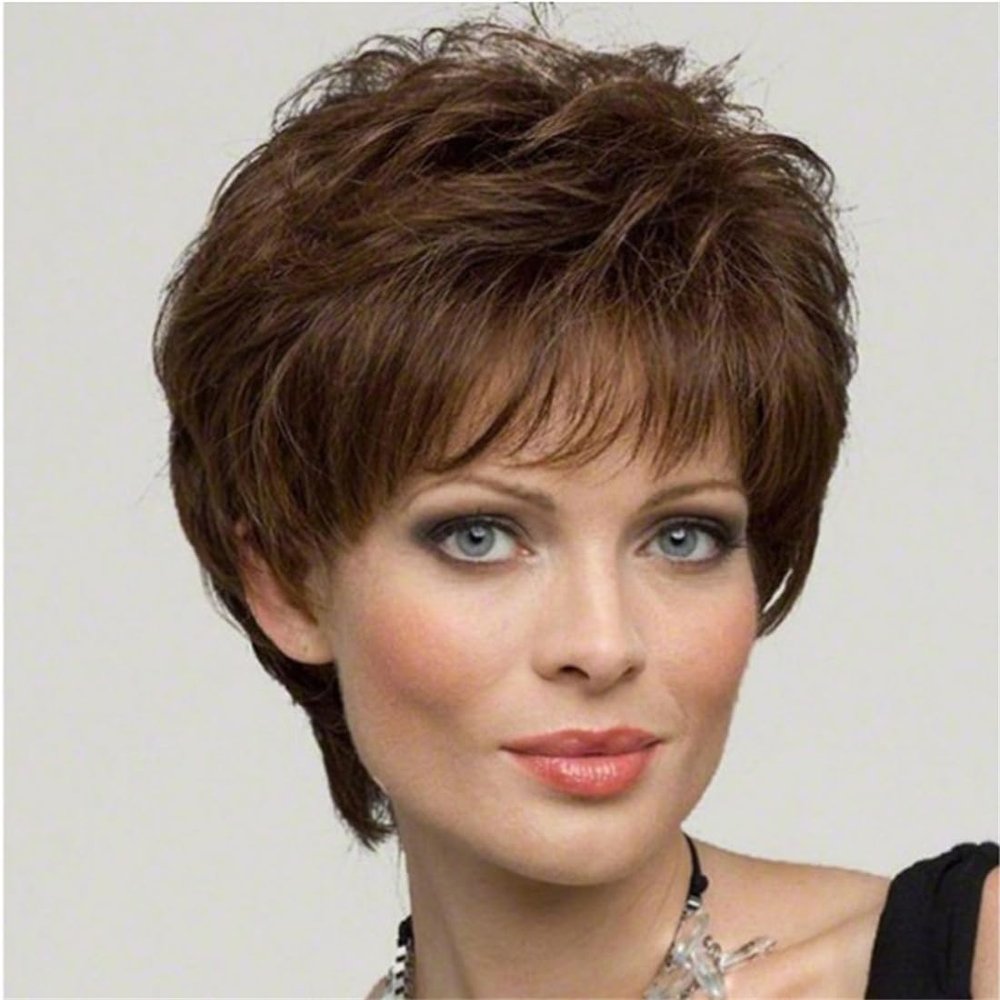 10" Ntural Fluffy Straight Bangs Synthetic A Wig Machine Made Short Curty Hair For Woman for Hair Loss 25cm/10inchToppers for White Hair (Dakr brown)